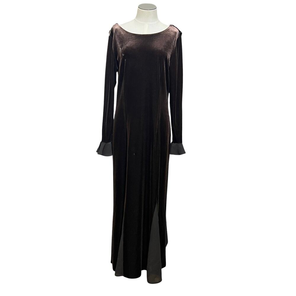 Sag Harbor Vintage Brown Velvet Witchy Goth Renaissance Fairy Long Dress Sz 8